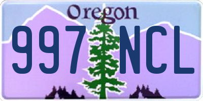 OR license plate 997NCL