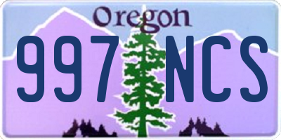 OR license plate 997NCS