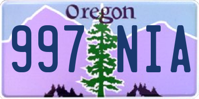 OR license plate 997NIA