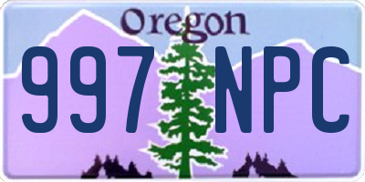 OR license plate 997NPC