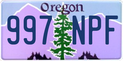 OR license plate 997NPF