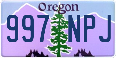 OR license plate 997NPJ