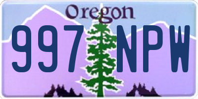 OR license plate 997NPW