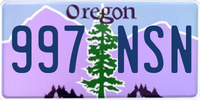 OR license plate 997NSN