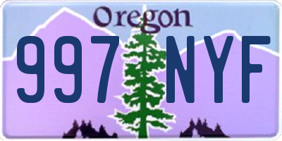 OR license plate 997NYF