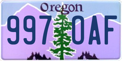 OR license plate 997OAF