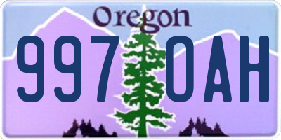 OR license plate 997OAH