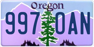 OR license plate 997OAN