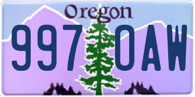 OR license plate 997OAW