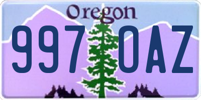 OR license plate 997OAZ