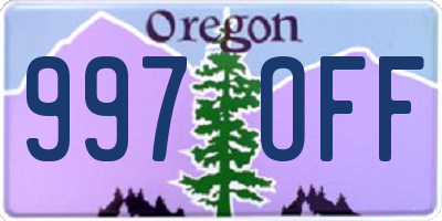 OR license plate 997OFF