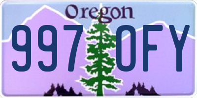 OR license plate 997OFY