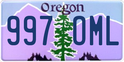 OR license plate 997OML