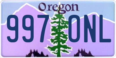 OR license plate 997ONL