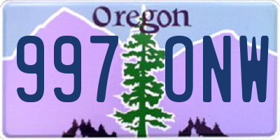 OR license plate 997ONW