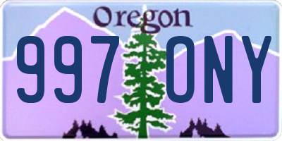 OR license plate 997ONY