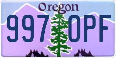 OR license plate 997OPF