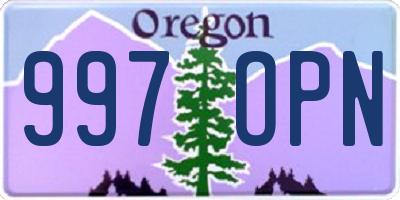 OR license plate 997OPN