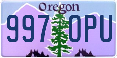 OR license plate 997OPU
