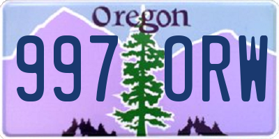 OR license plate 997ORW