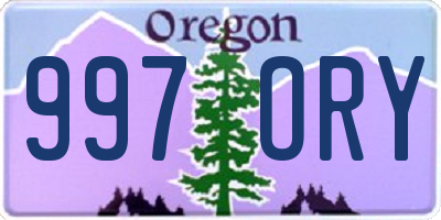 OR license plate 997ORY