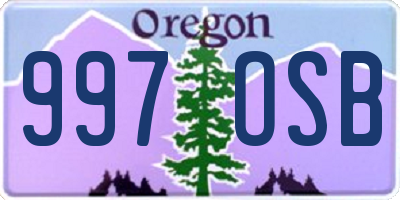 OR license plate 997OSB