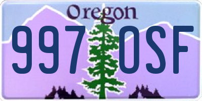 OR license plate 997OSF