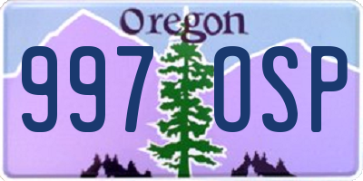 OR license plate 997OSP
