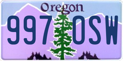 OR license plate 997OSW