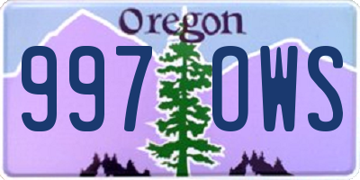 OR license plate 997OWS