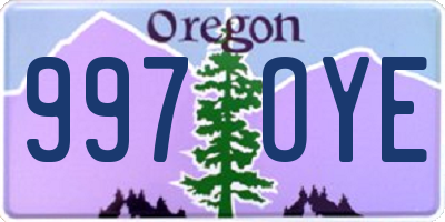 OR license plate 997OYE