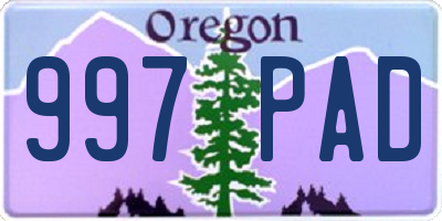 OR license plate 997PAD