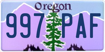 OR license plate 997PAF