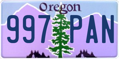 OR license plate 997PAN