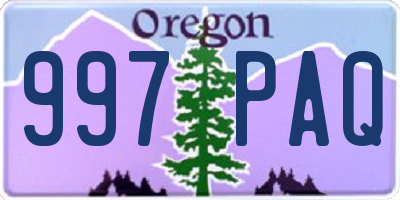 OR license plate 997PAQ