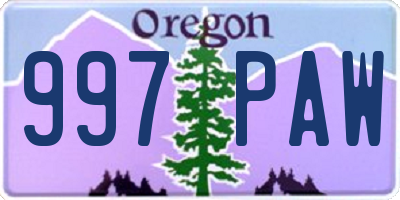 OR license plate 997PAW