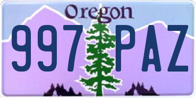 OR license plate 997PAZ