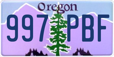 OR license plate 997PBF