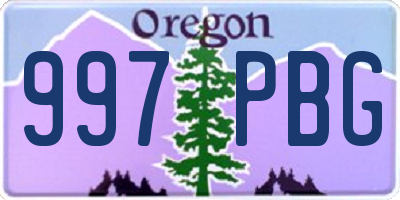 OR license plate 997PBG