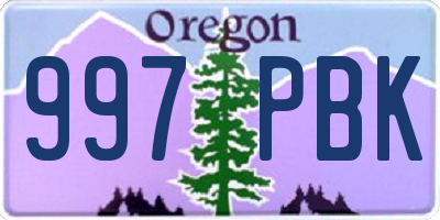 OR license plate 997PBK