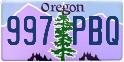 OR license plate 997PBQ