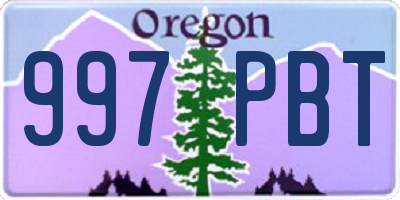 OR license plate 997PBT