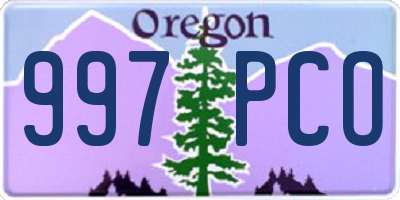 OR license plate 997PCO