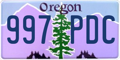 OR license plate 997PDC