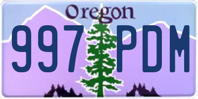 OR license plate 997PDM