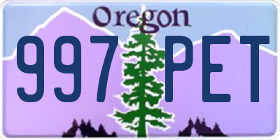 OR license plate 997PET