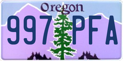 OR license plate 997PFA