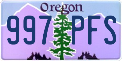 OR license plate 997PFS