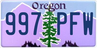 OR license plate 997PFW