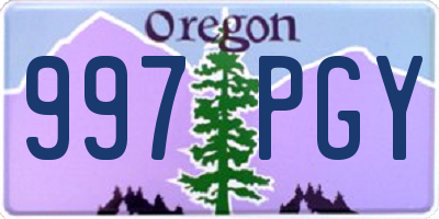 OR license plate 997PGY